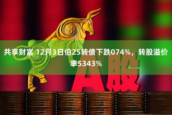 共享财富 12月3日伯25转债下跌074%，转股溢价率5343%